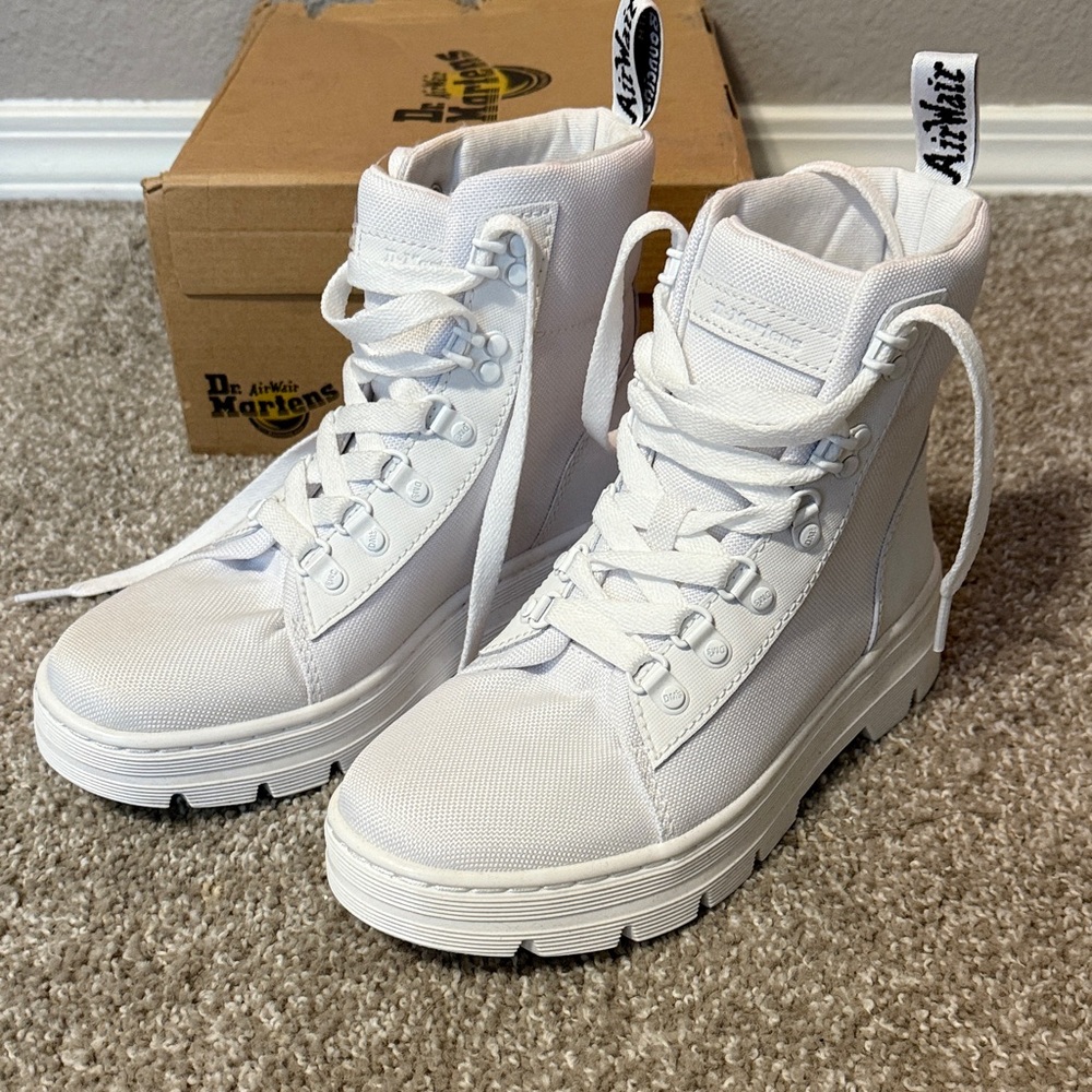 Dr. Martens White High-Top Canvas Boots